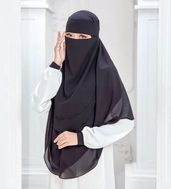 SET NIQAB SRIKANDI MAWAR + TUDUNG LABUH 60cm